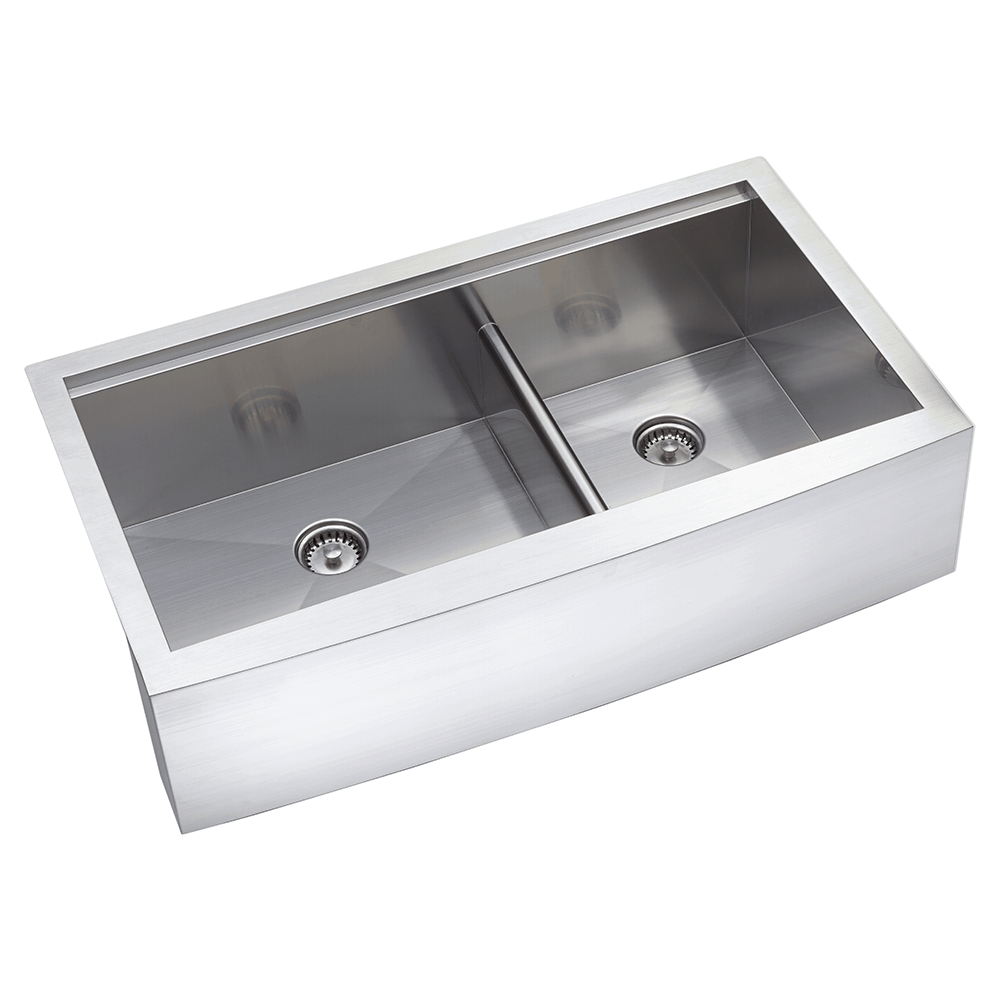 Low Divider Double Bowl Apron Farm House Sink 36" x 21 1/8" x 10